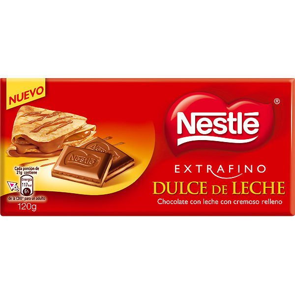 NESTLE EXTRAFINO chocolate con leche relleno de dulce de leche tableta